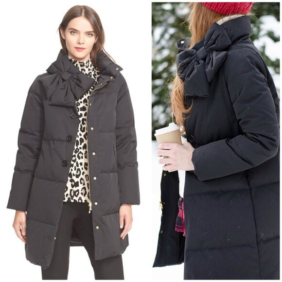 Kate Spade New York funnel-neck puffer coat with bow women’s extra small XS - Picture 2 of 12